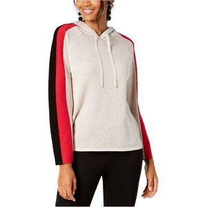 I.N.C Womens Colorblocked Hoodie Sweatshirt, sand, S